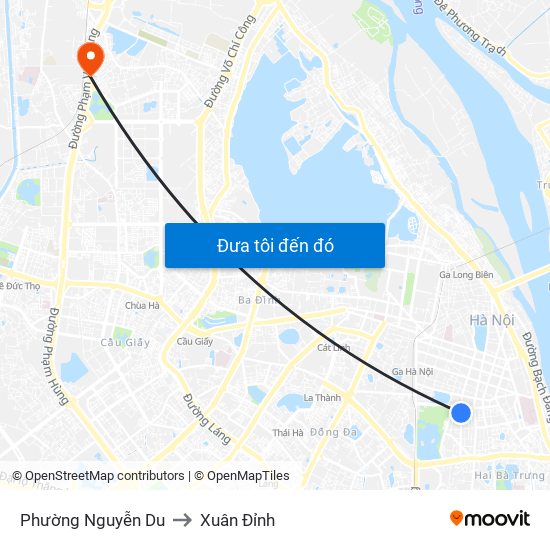 Phường Nguyễn Du to Xuân Đỉnh map