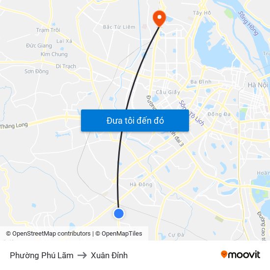 Phường Phú Lãm to Xuân Đỉnh map