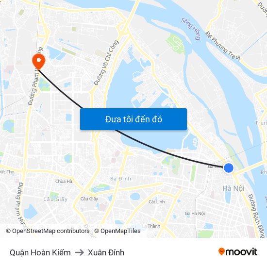 Quận Hoàn Kiếm to Xuân Đỉnh map