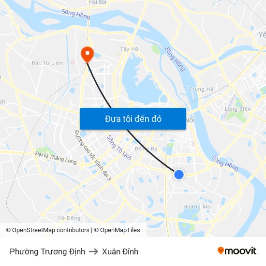 Phường Trương Định to Xuân Đỉnh map