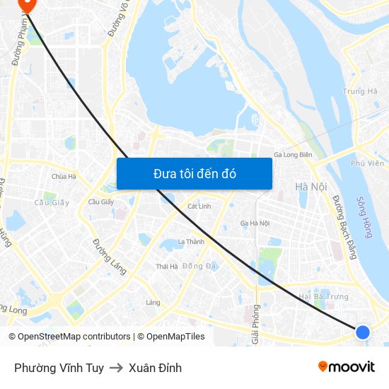 Phường Vĩnh Tuy to Xuân Đỉnh map