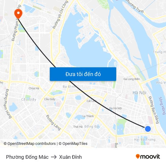 Phường Đống Mác to Xuân Đỉnh map