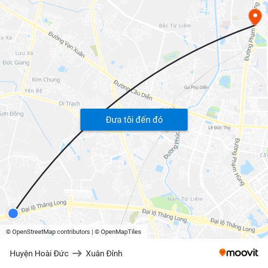Huyện Hoài Đức to Xuân Đỉnh map