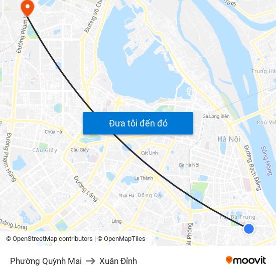Phường Quỳnh Mai to Xuân Đỉnh map