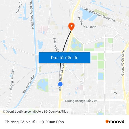 Phường Cổ Nhuế 1 to Xuân Đỉnh map