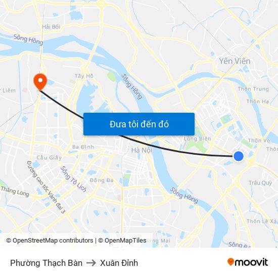 Phường Thạch Bàn to Xuân Đỉnh map