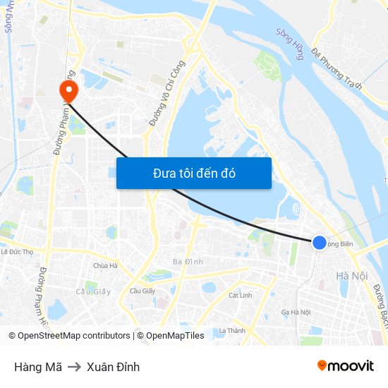 Hàng Mã to Xuân Đỉnh map