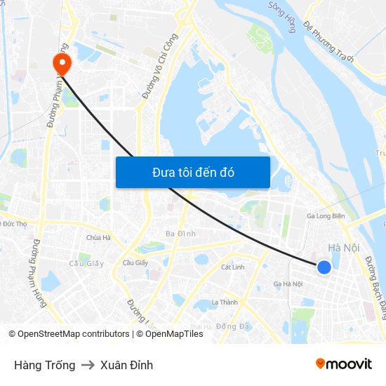 Hàng Trống to Xuân Đỉnh map