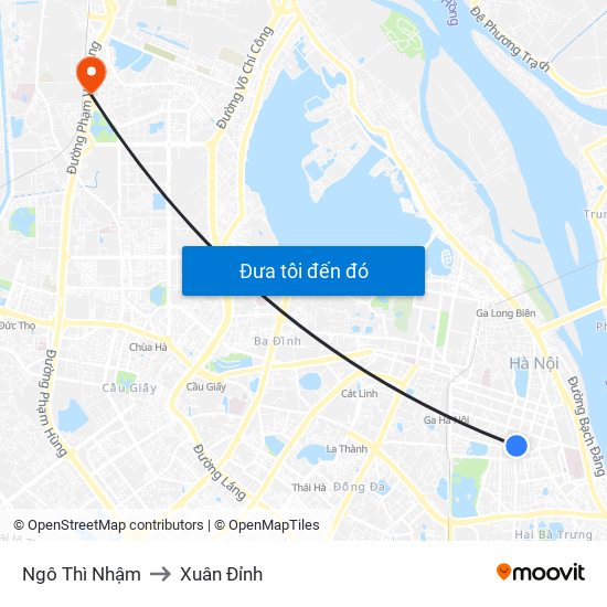 Ngô Thì Nhậm to Xuân Đỉnh map