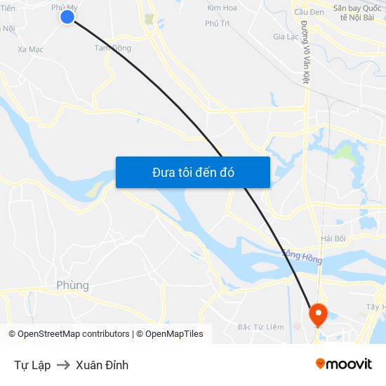 Tự Lập to Xuân Đỉnh map