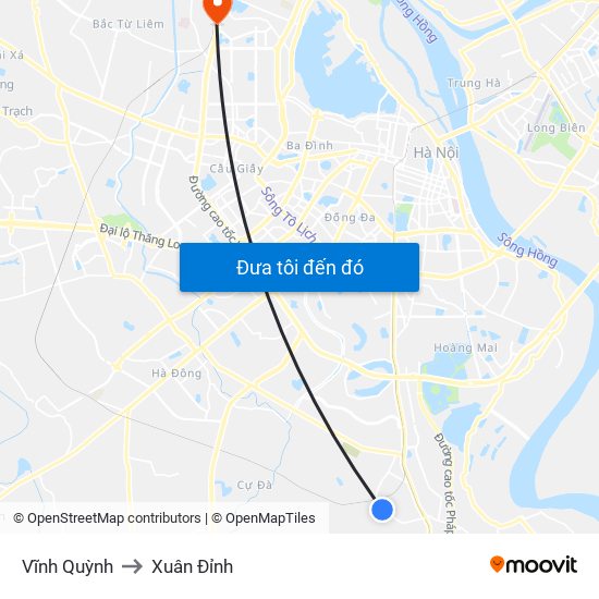 Vĩnh Quỳnh to Xuân Đỉnh map