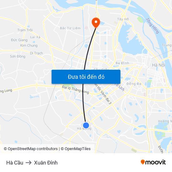 Hà Cầu to Xuân Đỉnh map