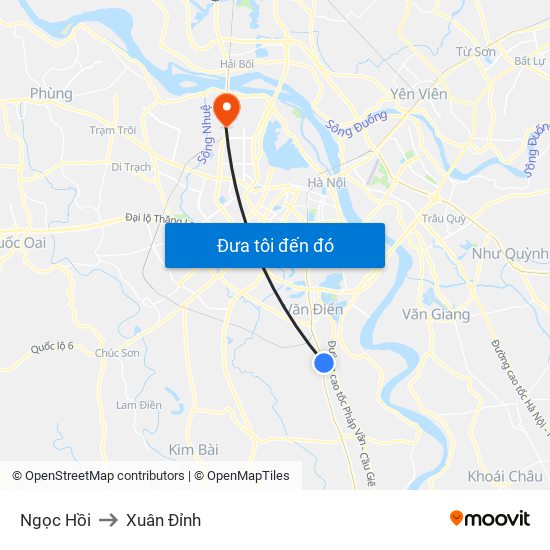 Ngọc Hồi to Xuân Đỉnh map