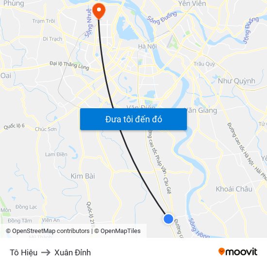Tô Hiệu to Xuân Đỉnh map