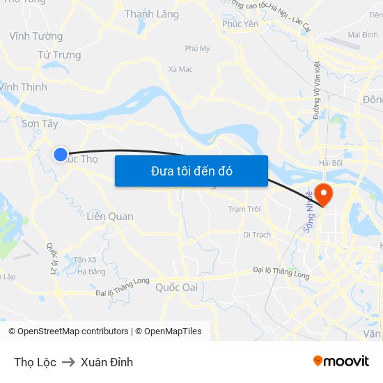 Thọ Lộc to Xuân Đỉnh map