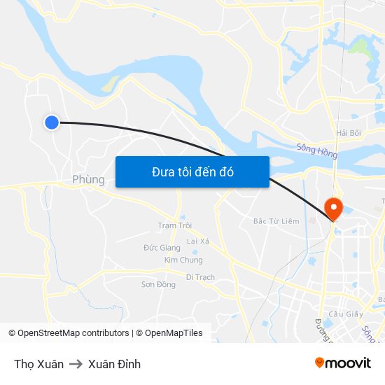 Thọ Xuân to Xuân Đỉnh map
