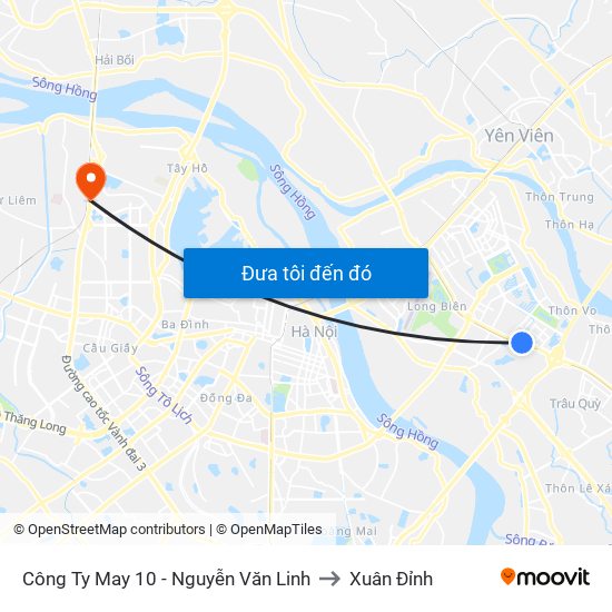 Công Ty May 10 - Nguyễn Văn Linh to Xuân Đỉnh map