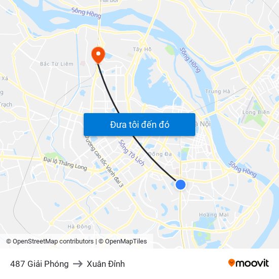 487 Giải Phóng to Xuân Đỉnh map