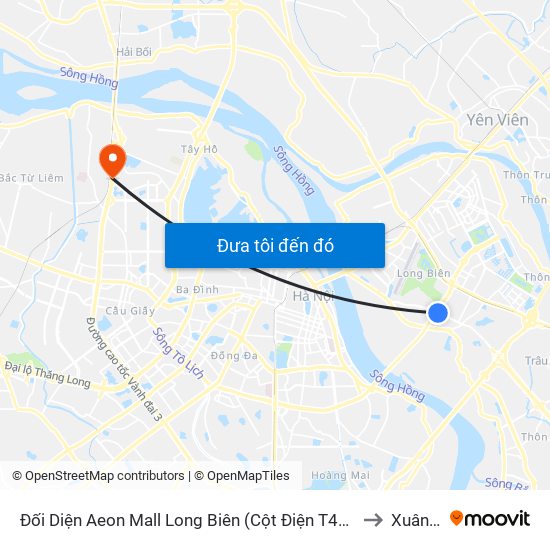 Đối Diện Aeon Mall Long Biên (Cột Điện T4a/2a-B Đường Cổ Linh) to Xuân Đỉnh map