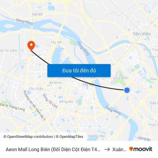 Aeon Mall Long Biên (Đối Diện Cột Điện T4a/2a-B Đường Cổ Linh) to Xuân Đỉnh map