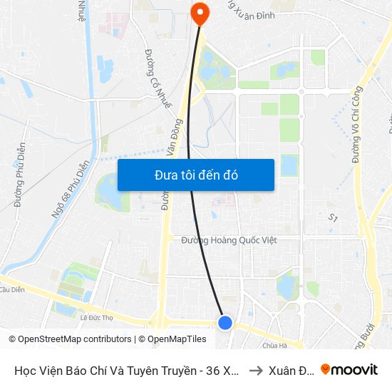Học Viện Báo Chí Và Tuyên Truyền - 36 Xuân Thủy to Xuân Đỉnh map