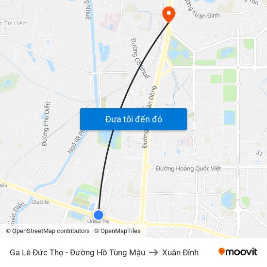Ga Lê Đức Thọ - Đường Hồ Tùng Mậu to Xuân Đỉnh map