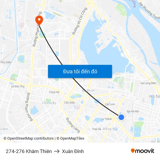 274-276 Khâm Thiên to Xuân Đỉnh map