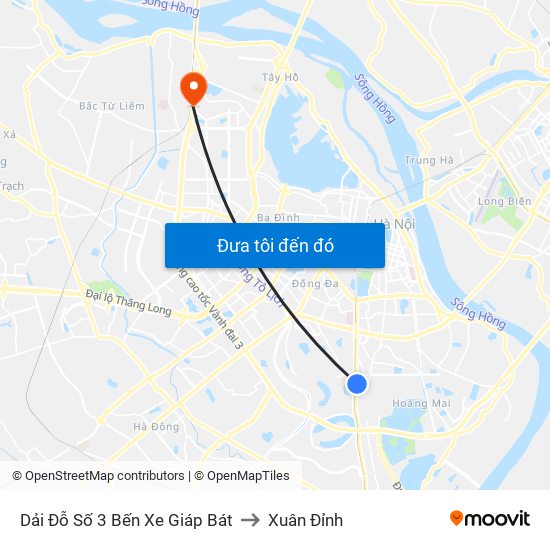 Dải Đỗ Số 3 Bến Xe Giáp Bát to Xuân Đỉnh map