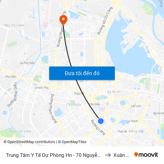 Trung Tâm Y Tế Dự Phòng Hn - 70 Nguyễn Chí Thanh to Xuân Đỉnh map