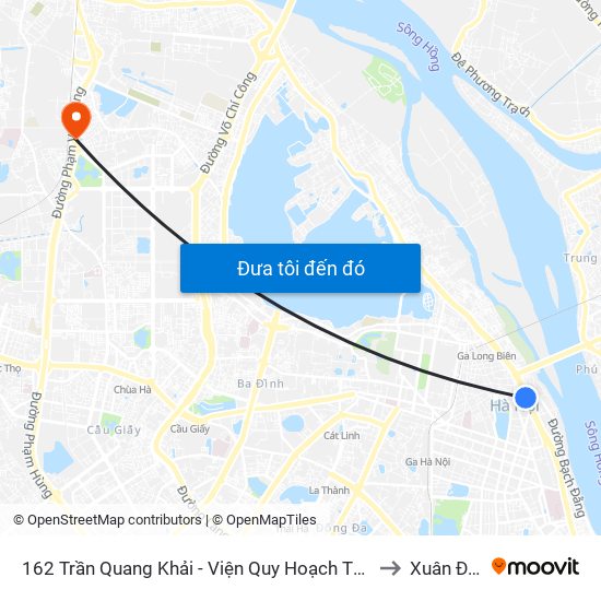 162 Trần Quang Khải - Viện Quy Hoạch Thủy Lợi to Xuân Đỉnh map