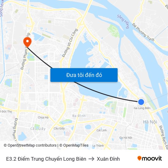E3.2 Điểm Trung Chuyển Long Biên to Xuân Đỉnh map