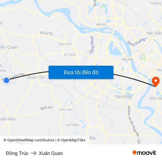 Đồng Trúc to Xuân Quan map