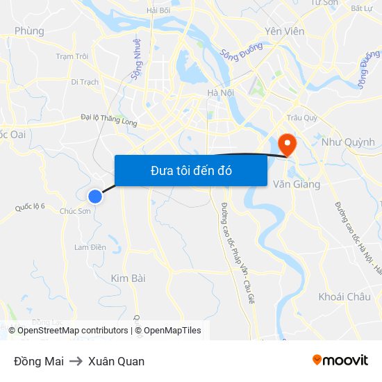 Đồng Mai to Xuân Quan map