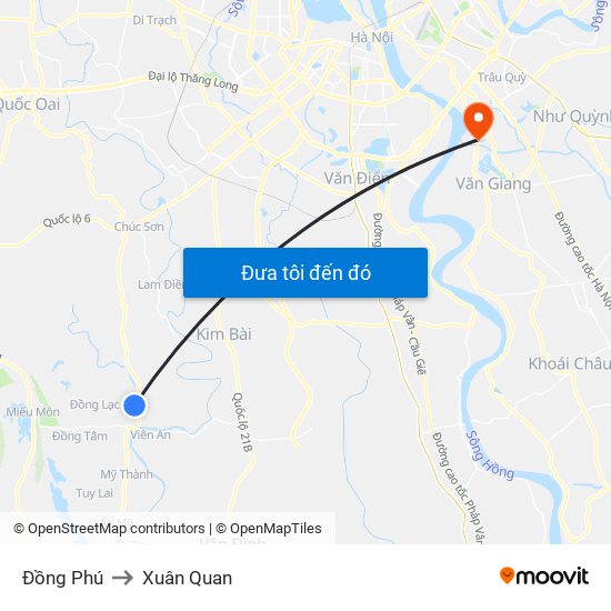 Đồng Phú to Xuân Quan map