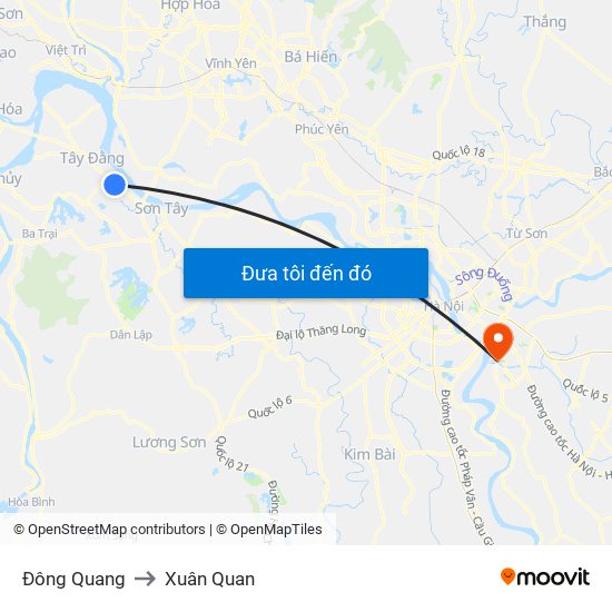 Đông Quang to Xuân Quan map