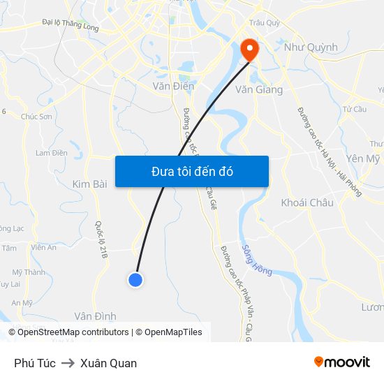 Phú Túc to Xuân Quan map