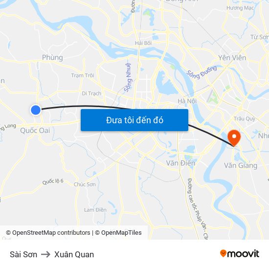 Sài Sơn to Xuân Quan map