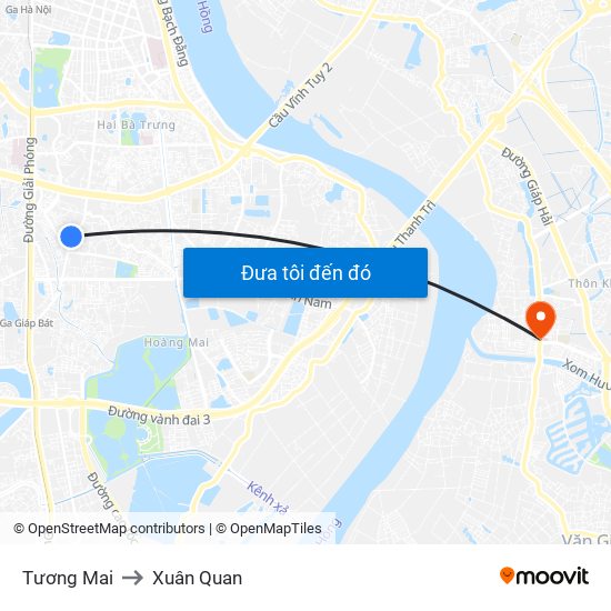 Tương Mai to Xuân Quan map