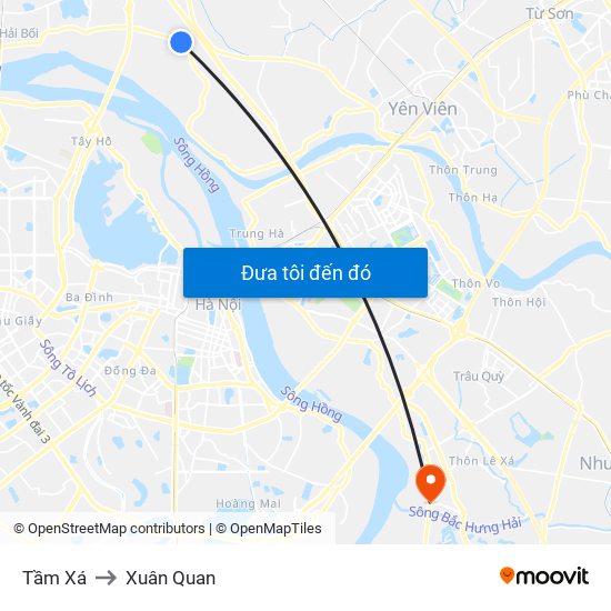 Tầm Xá to Xuân Quan map