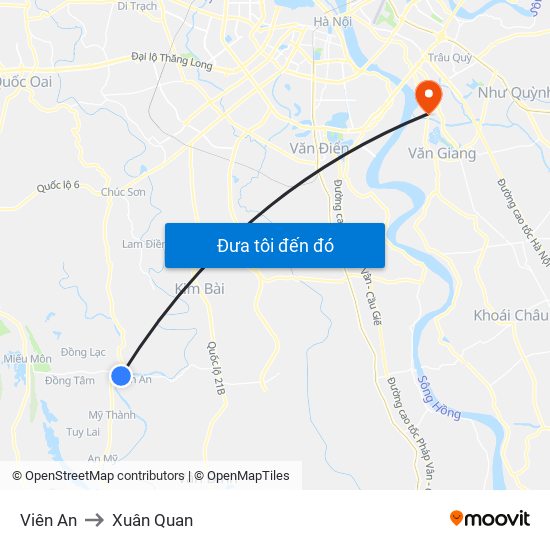 Viên An to Xuân Quan map
