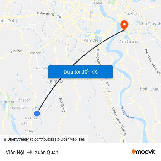 Viên Nội to Xuân Quan map