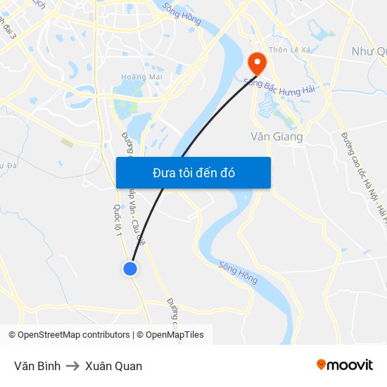 Văn Bình to Xuân Quan map