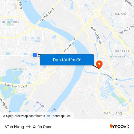 Vĩnh Hưng to Xuân Quan map