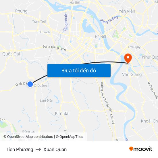 Tiên Phương to Xuân Quan map