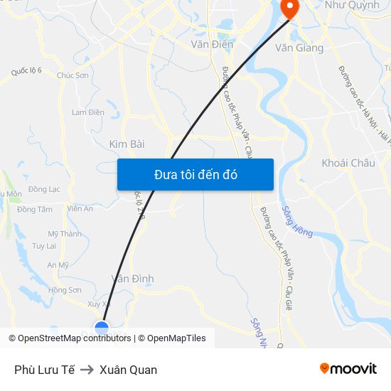 Phù Lưu Tế to Xuân Quan map