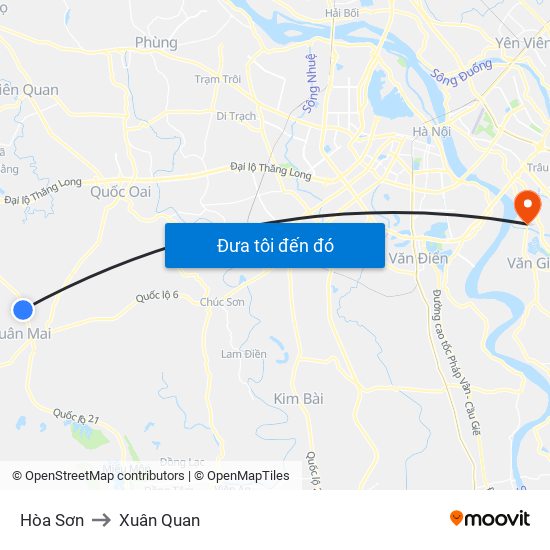 Hòa Sơn to Xuân Quan map