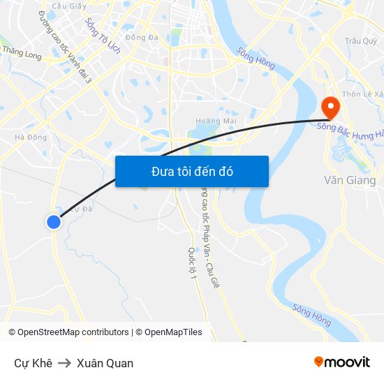 Cự Khê to Xuân Quan map