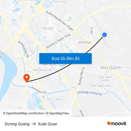 Dương Quang to Xuân Quan map