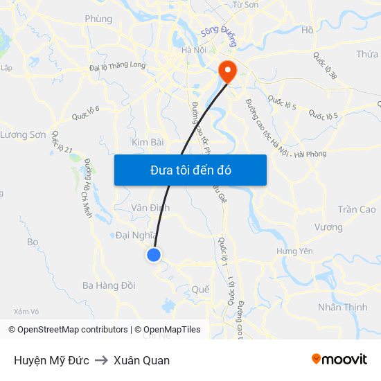 Huyện Mỹ Đức to Xuân Quan map