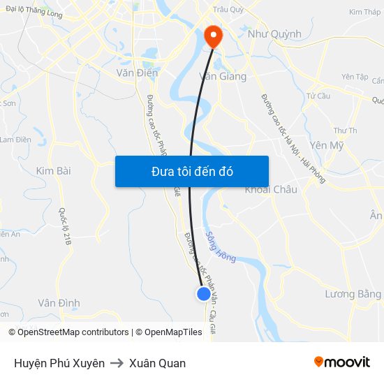 Huyện Phú Xuyên to Xuân Quan map